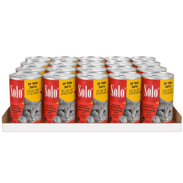 מגש סולו Solo מעדן לחתולים נתחי בקר ברוטב - 400 גרם * 24 יח'