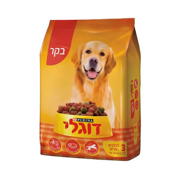 דוגלי בקר מזון לכלבים - 3 ק"ג