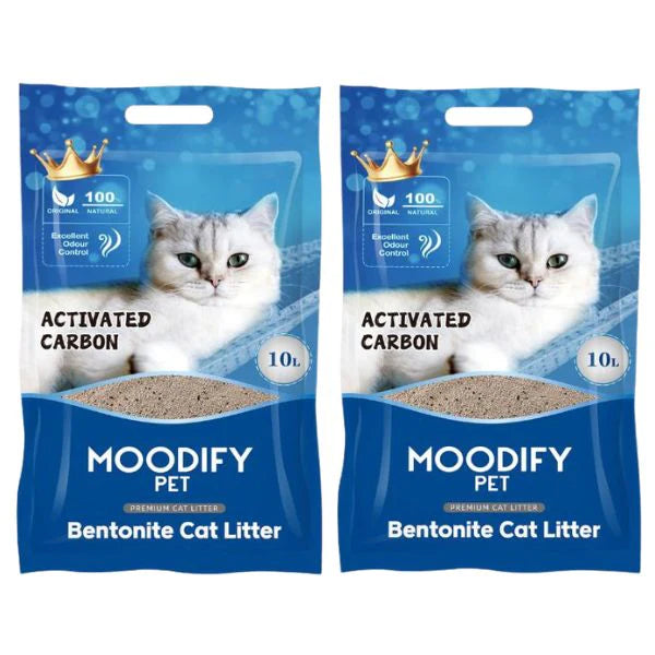 זוג מודיפיי Moodify חול לחתולים מתגבש בתוספת פחם פעיל- 2*10 ליטר