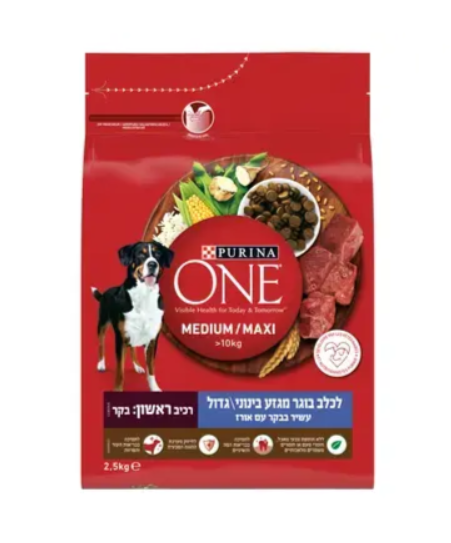 פורינה ONE לכלבים בוגרים מגזע בינוני וגדול עשיר בקר- 14 ק"ג
