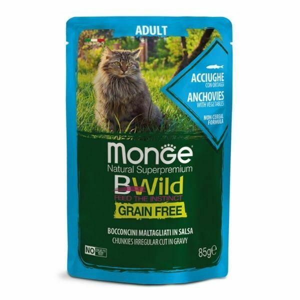 מונג' בי ויילד פאוץ לחתולים אנשובי- 85 גרם