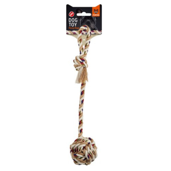 חבל משחק דנטלי משולב כדור לכלב – פופוס | FOFOS Flossy Rope With Ball Dog Toy