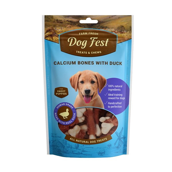 דוג פסט חטיף לגורים עצמות קלציום עם ברווז100 טבעי 90 גרם.jpg