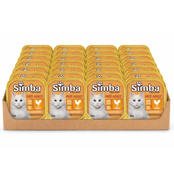 סימבה מגש שימורים פטה עם עוף לחתולים 100 גרם * 32 יח